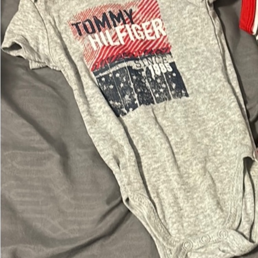 Tommy Hilfiger Gray Baby Onesie